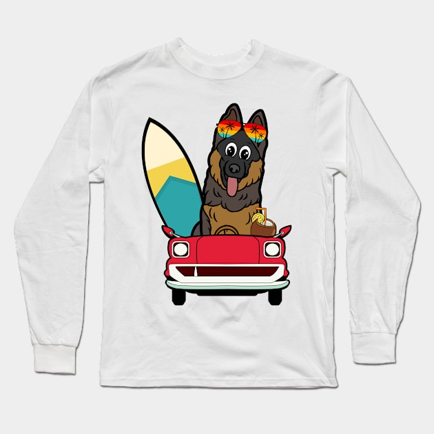 Funny Guard Dog is driving to the beach Long Sleeve T-Shirt by Pet Station